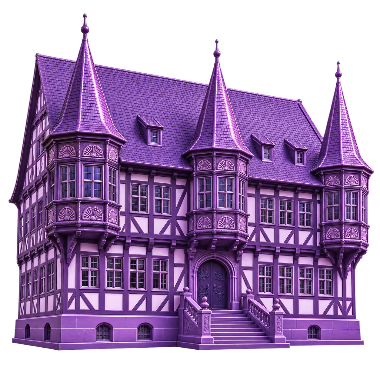 Violette 3D Illustration: Altes Rathaus in Einbeck