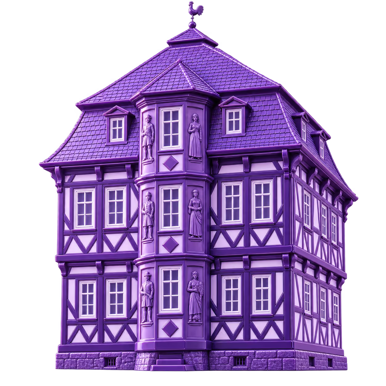 Violette 3D Illustration: Historisches Rathaus mit Holleum in Hessisch Lichtenau