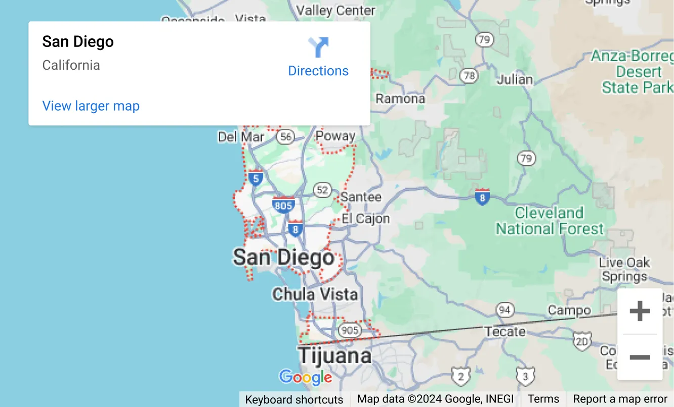 Map of the San Diego County service area