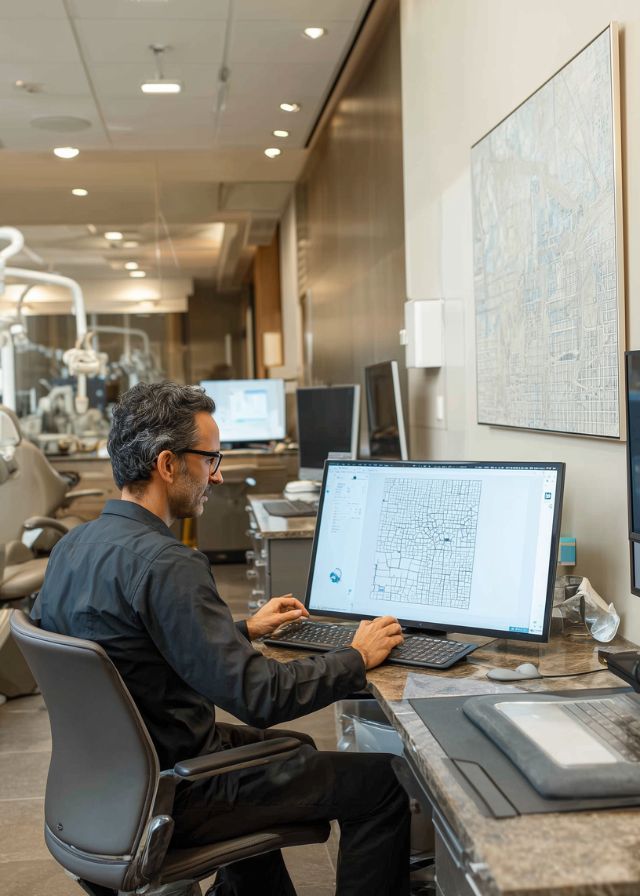 Worried IT expert pondering over a problem