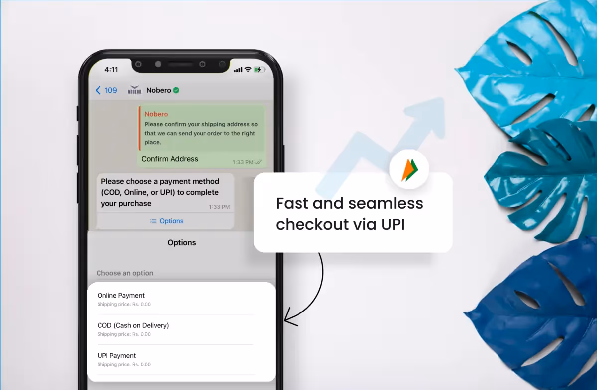 Seamless checkout on chat via UPI