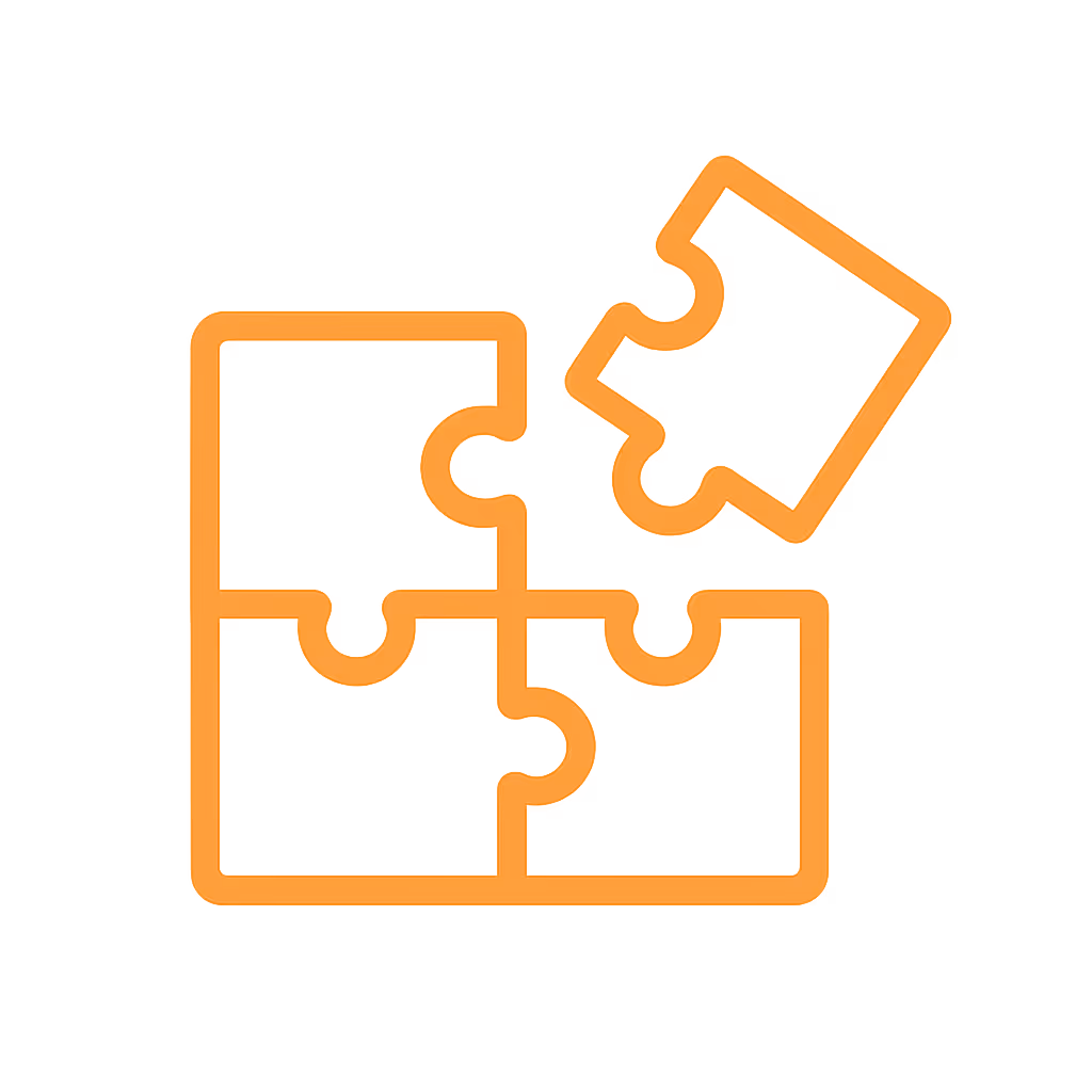 Orange Puzzle Pieces in Progress Icon
