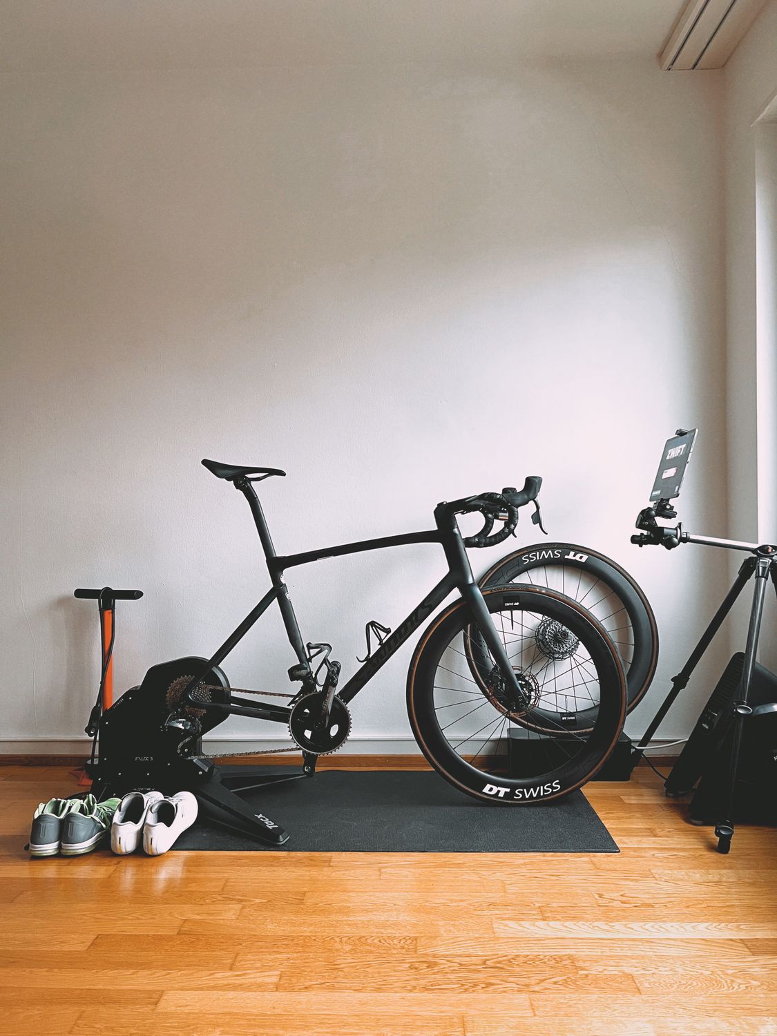 Cyclist completing a structured interval workout on an indoor trainer