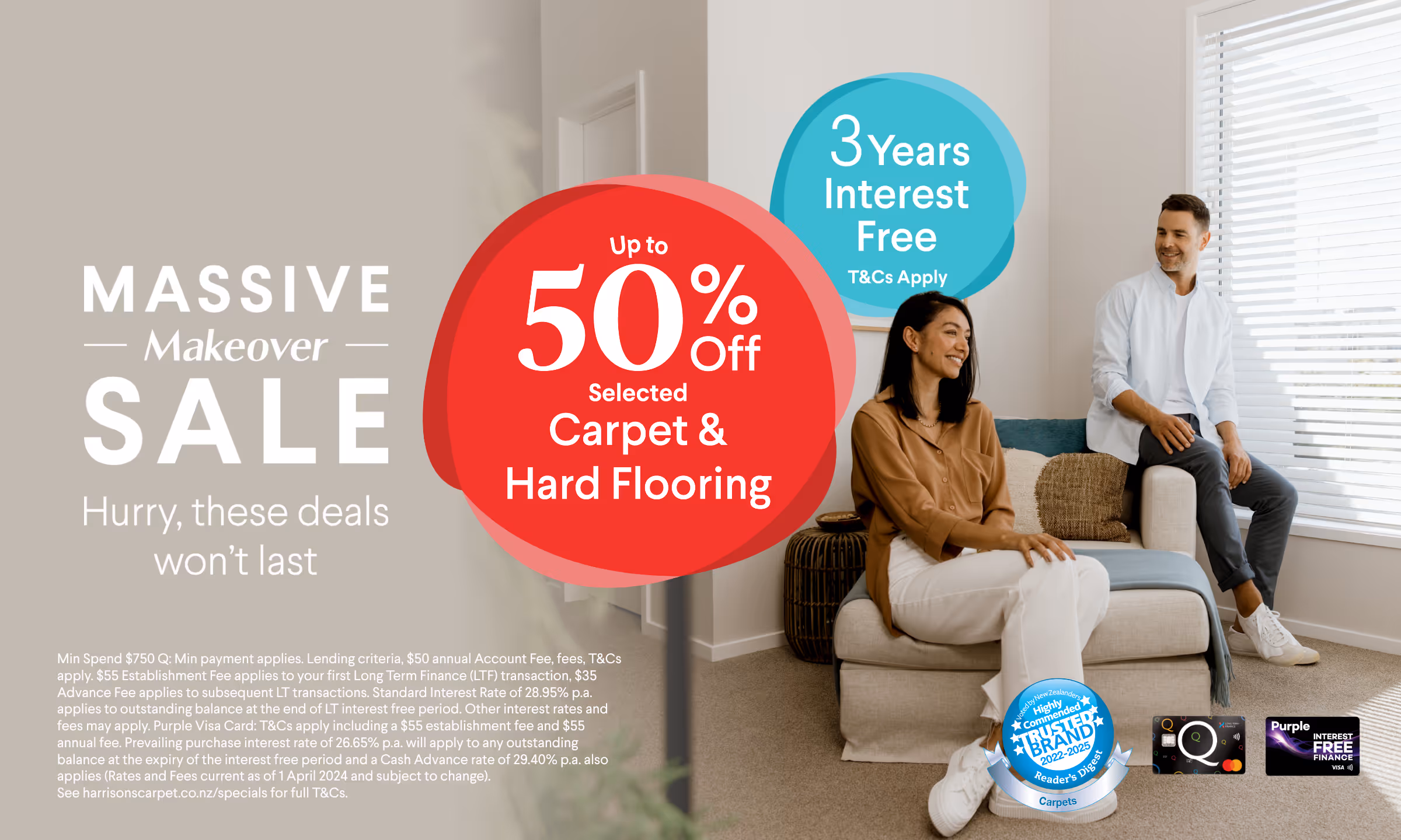 Massive makeover sale up to 50% off selected carpet & hard flooring