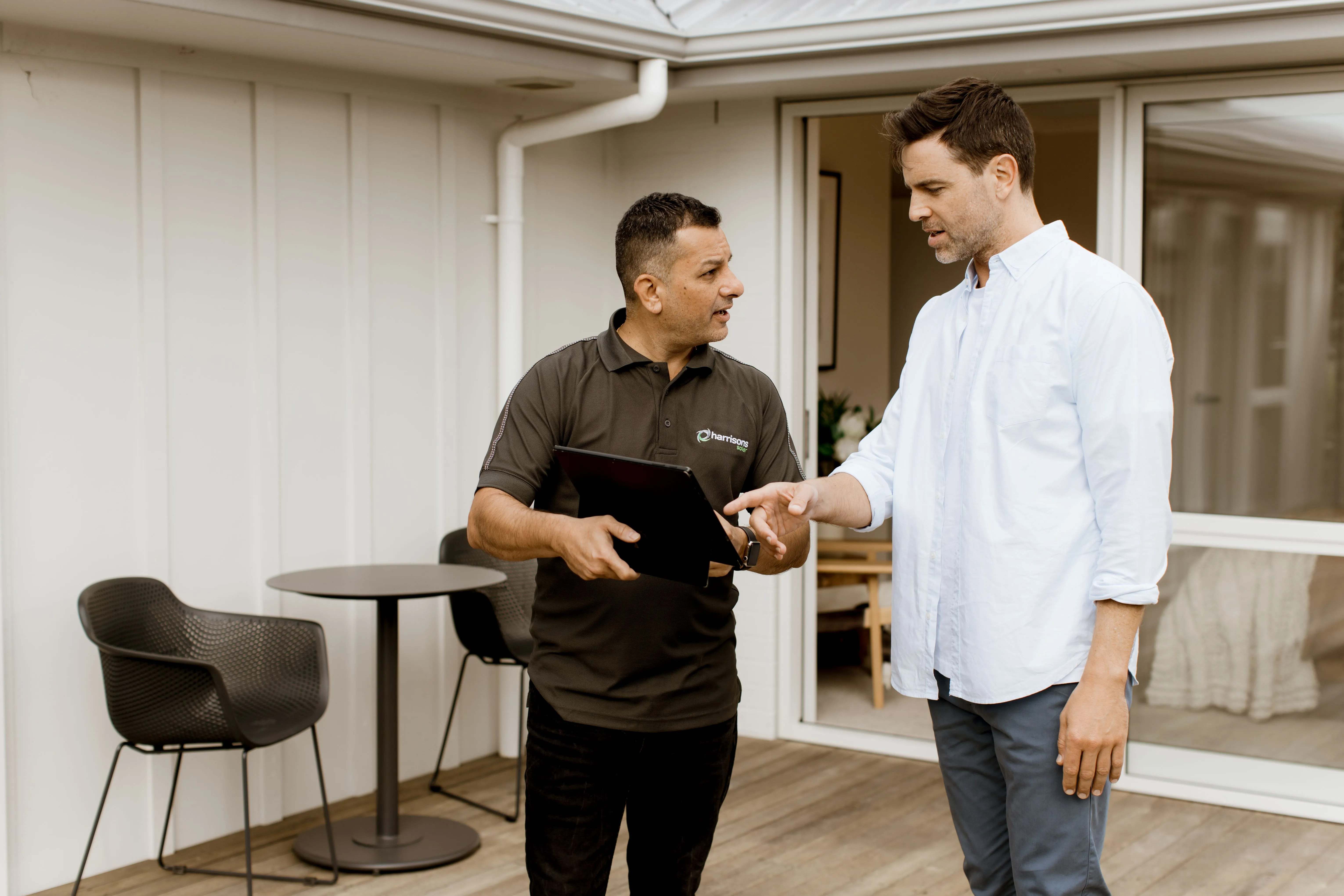 Harrisons  on-site measure to a customer  