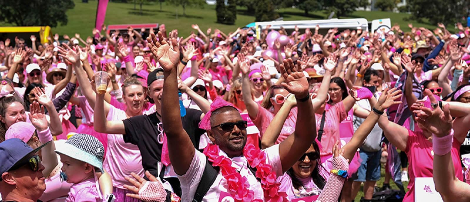 New Zealanders participating in the annual Pink Ribbon Walk.