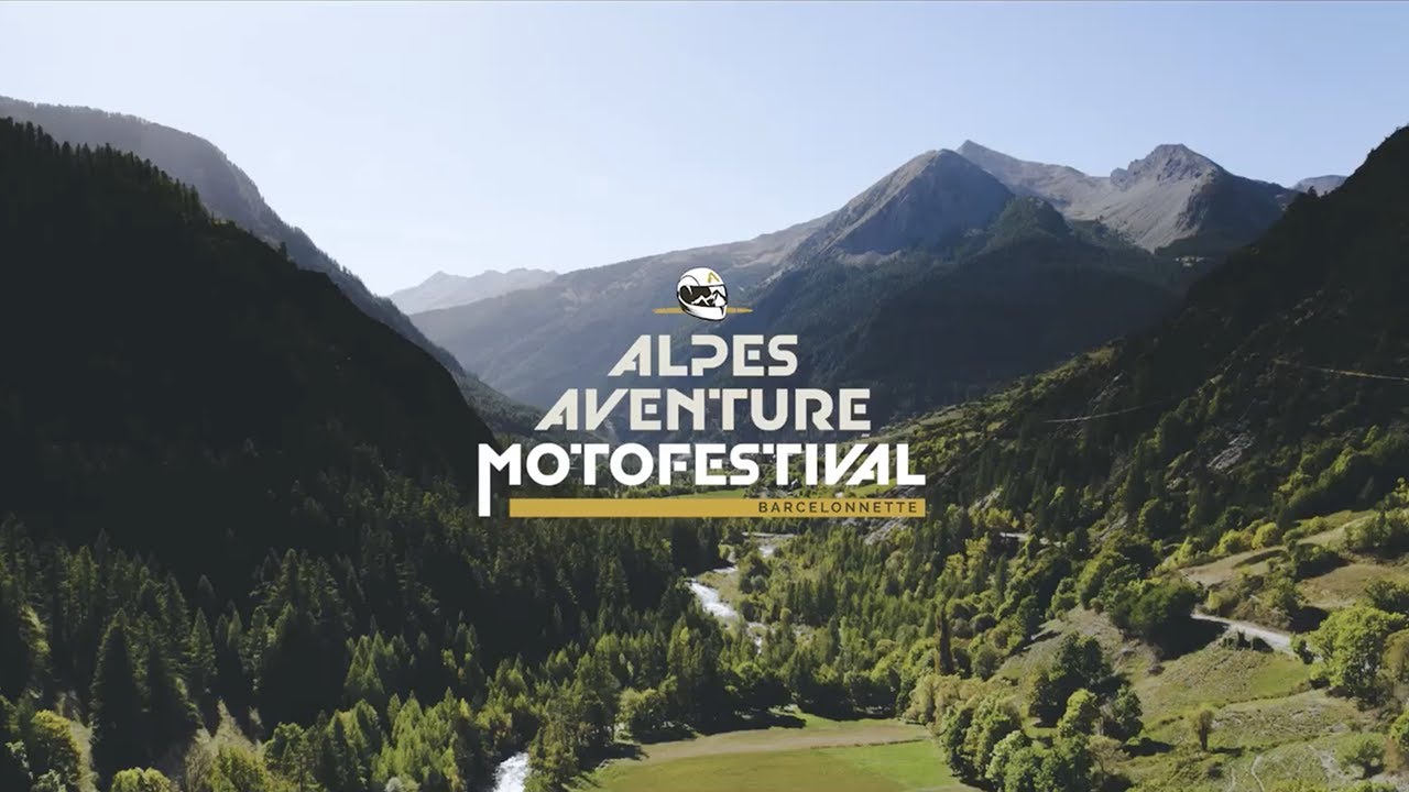 Visuel de l’Alpes Aventure Motofestival sur fond de vallée alpine