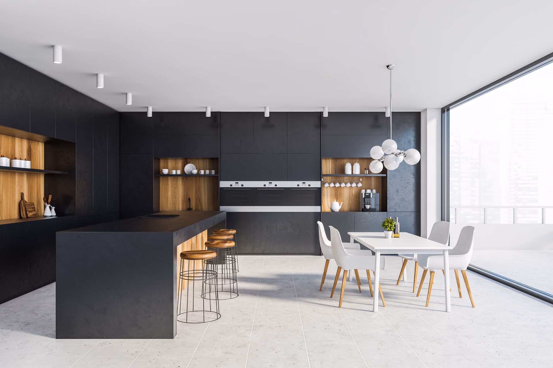 Trend - Wohnungseinrichtung Beispiel der verbauten Holzmaterialine.