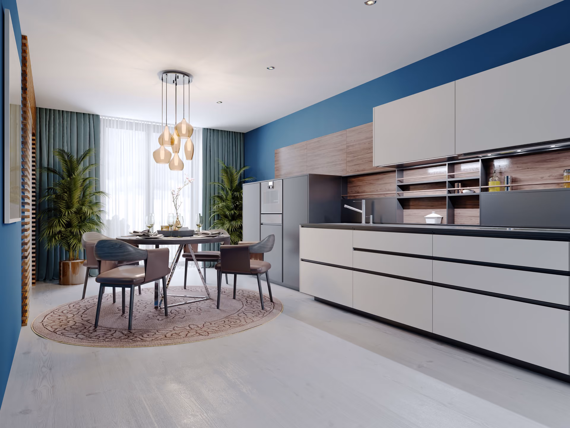 Trend - Wohnungseinrichtung Beispiel der verbauten Holzmaterialine.
