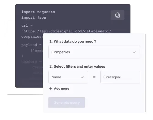 Get data for investment analysis via self-service tool