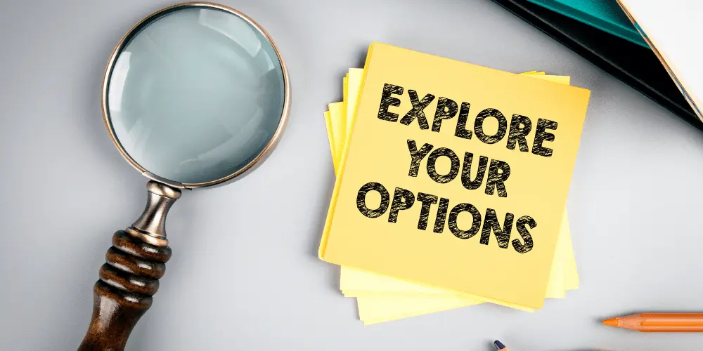 Explore Your Options reminder, symbolizing how renters can find the best rent-to-own opportunities in 2025.
