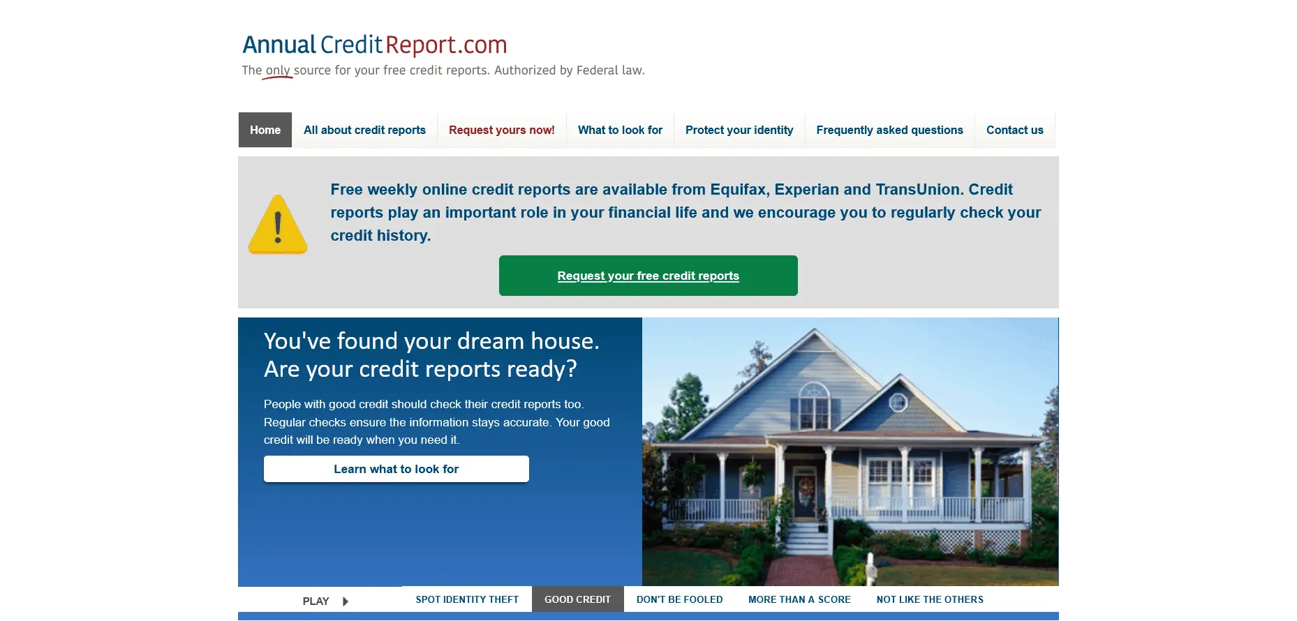 Annual credit report website