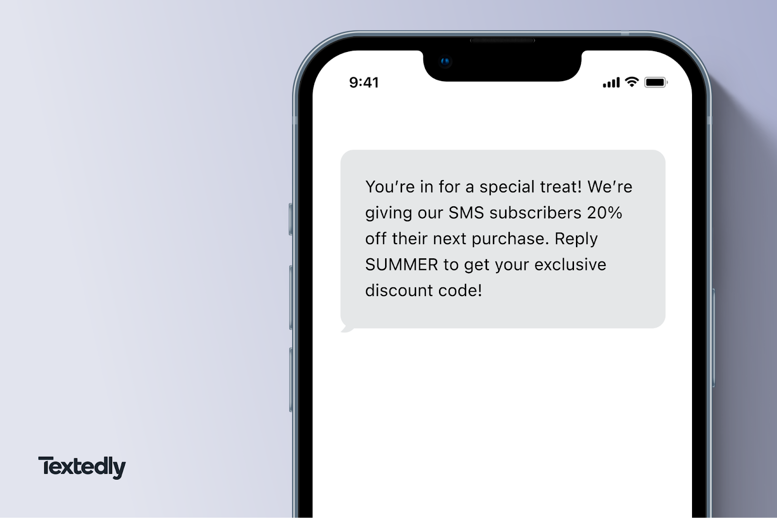 A text message offering a special deal to SMS subscribers.