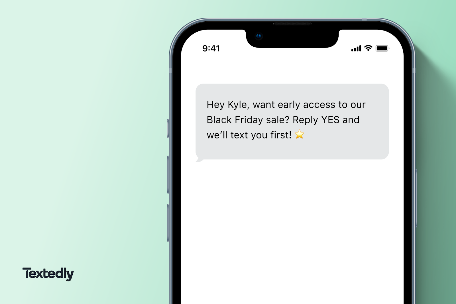 Visual of an SMS that encourages responses from subscribers.