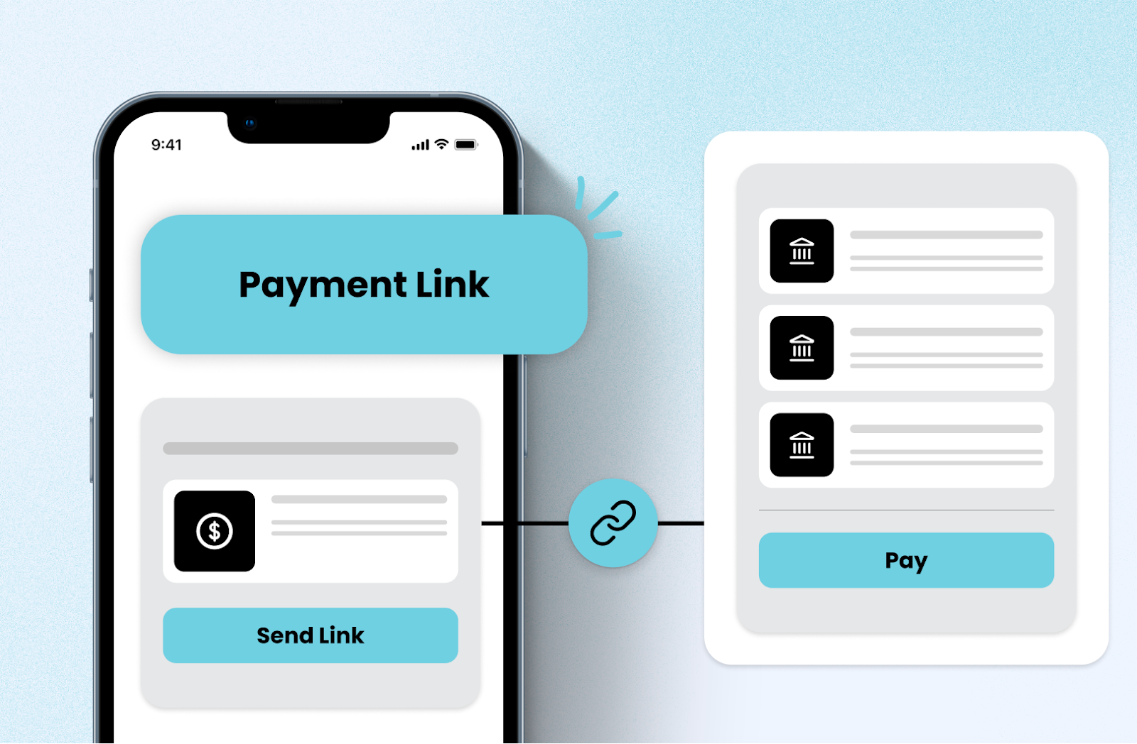 Visual representation of the secure payment link process.