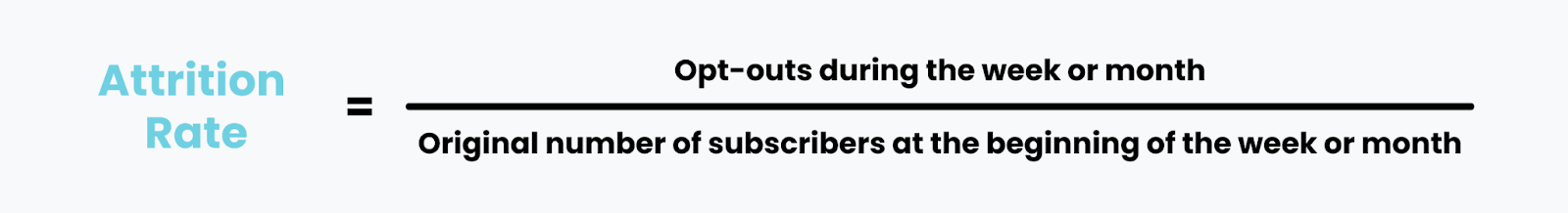 Formula for calculating the attrition rate KPI. 