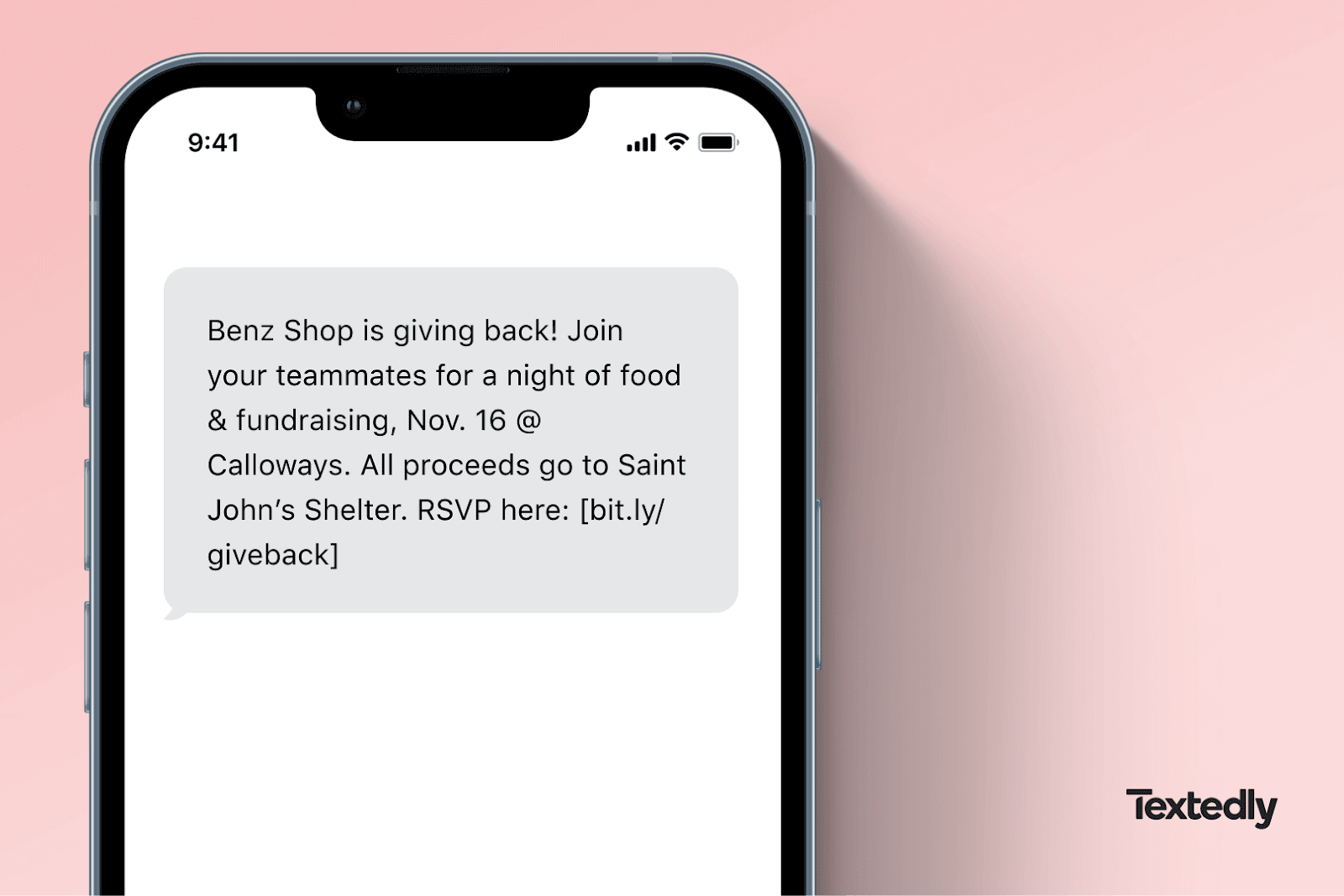 Fundraiser invitation text message.