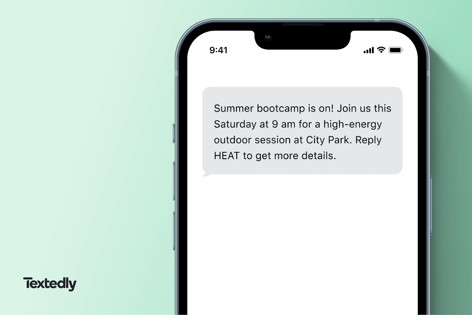 SMS message promoting a gym event.