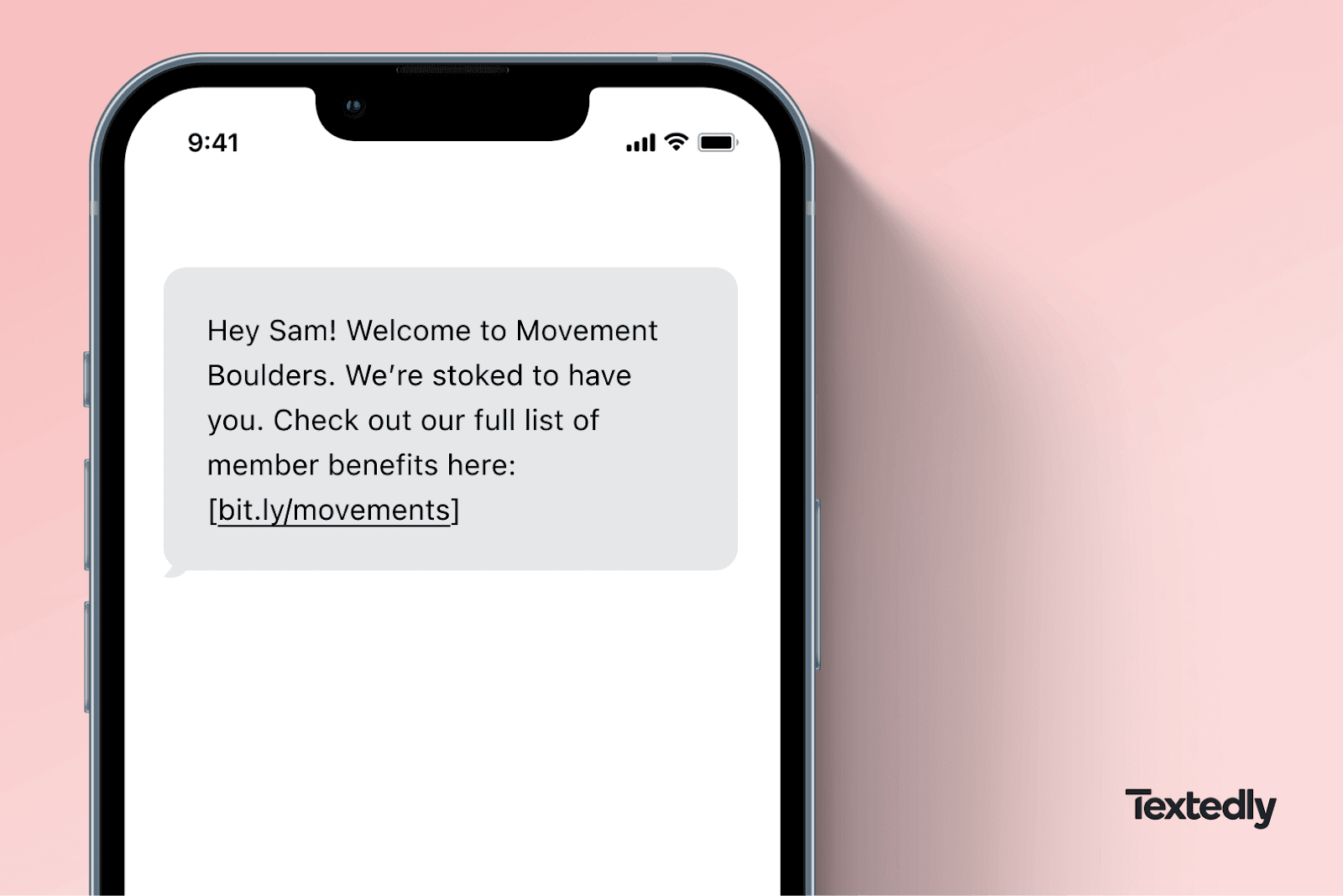Welcoming a new gym member via text.