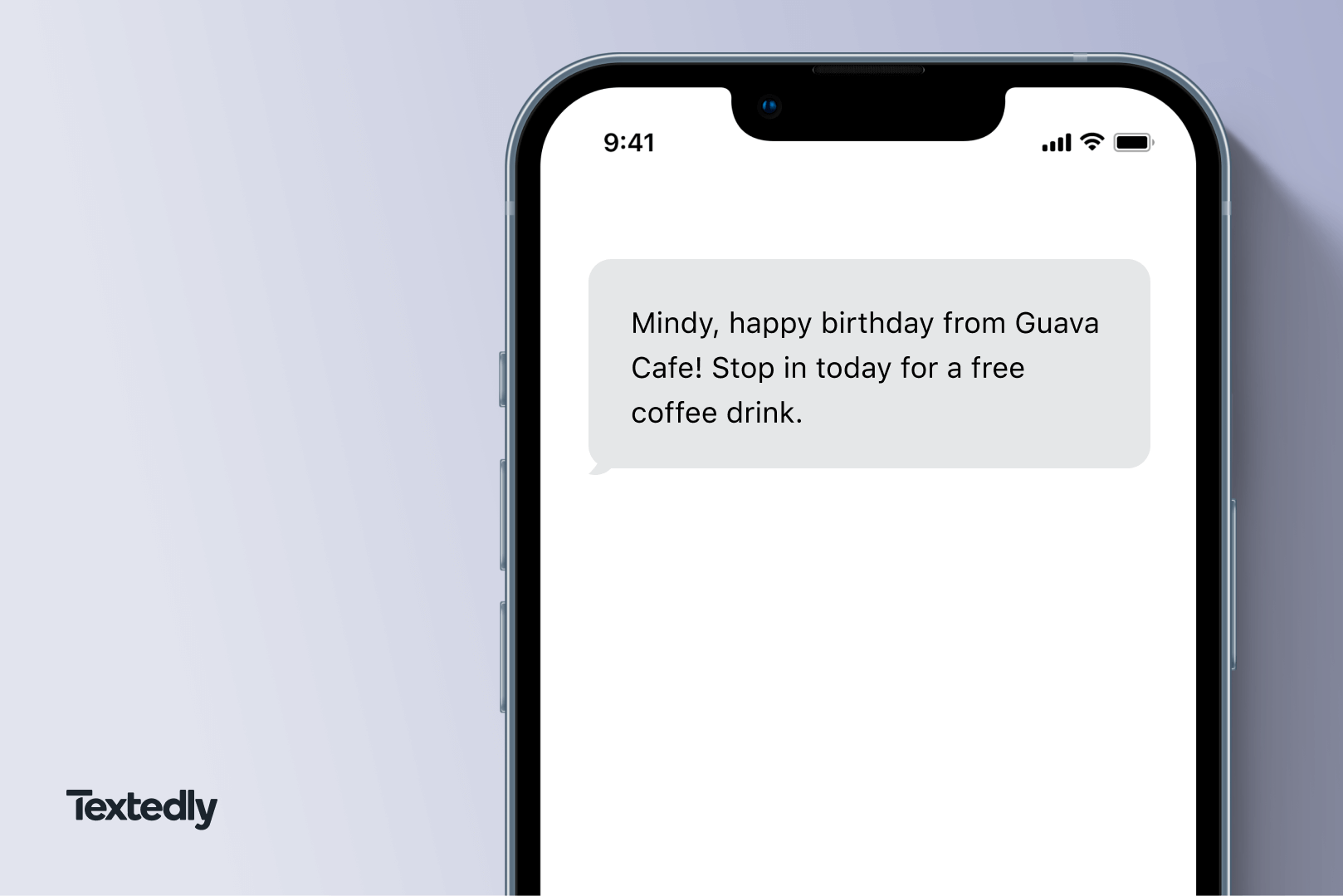 A personalized birthday discount text