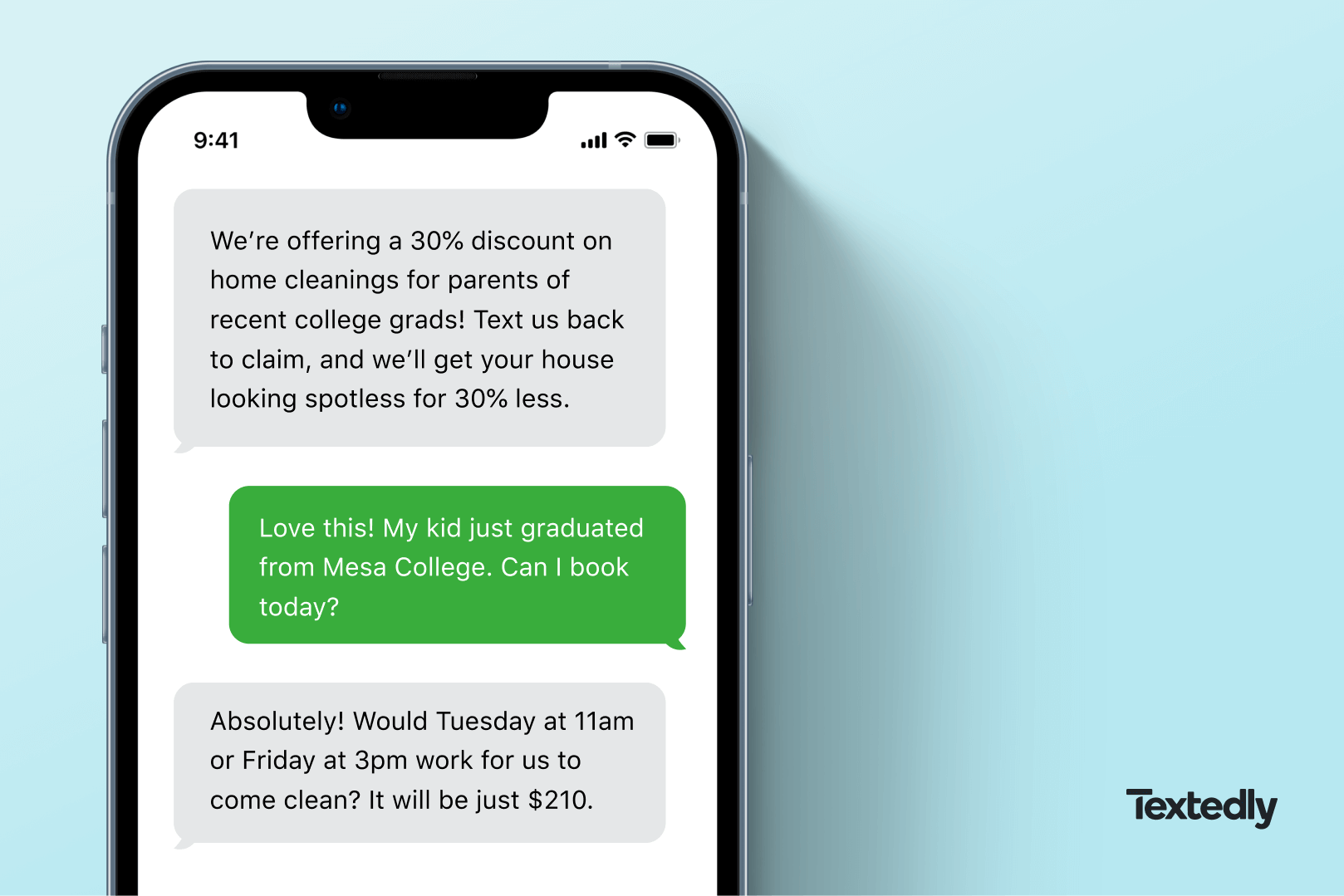 A conversational marketing text example.