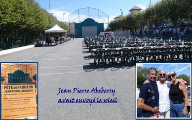Le parc Mazon était un restaurant à ciel ouvert. En médaillon, Martine Abeberry en compagnie de Gérard Pierrou et Jean Marc Olharan .
