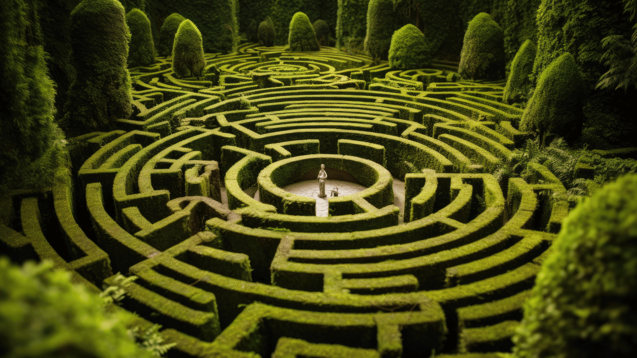 A labyrinth symbolizing complexity and an overwhelming amount of choices