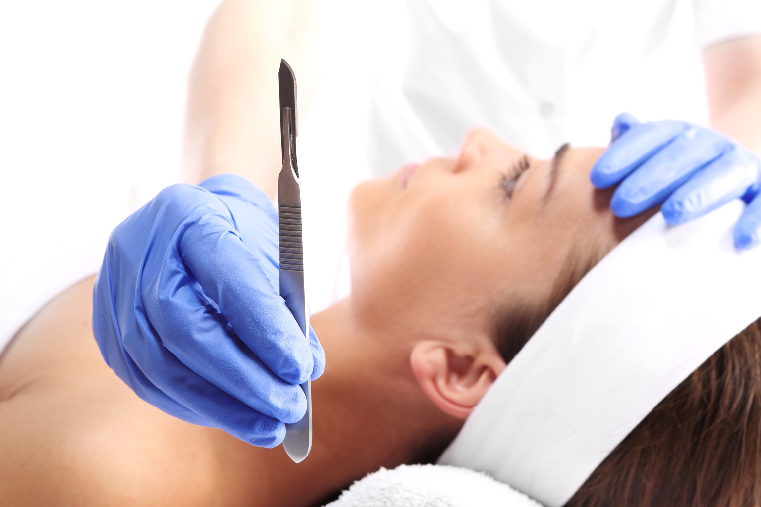 Professional dermaplaning facial treatment