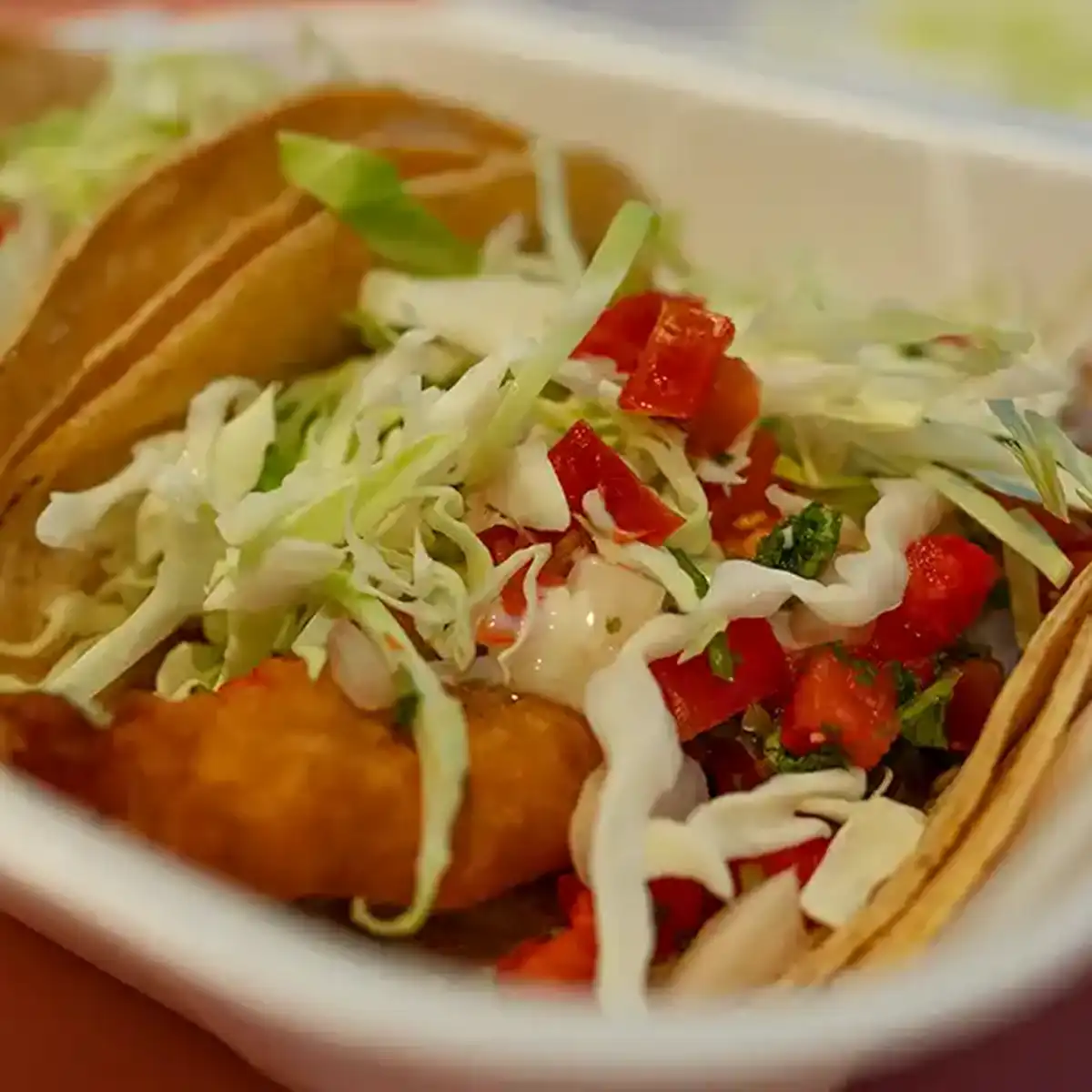 Food photography of delicious fast food tacos