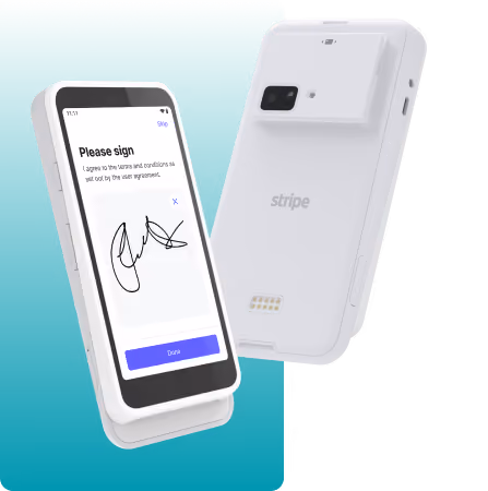 Black contactless card payment terminal displaying the Booksy logo on its screen.