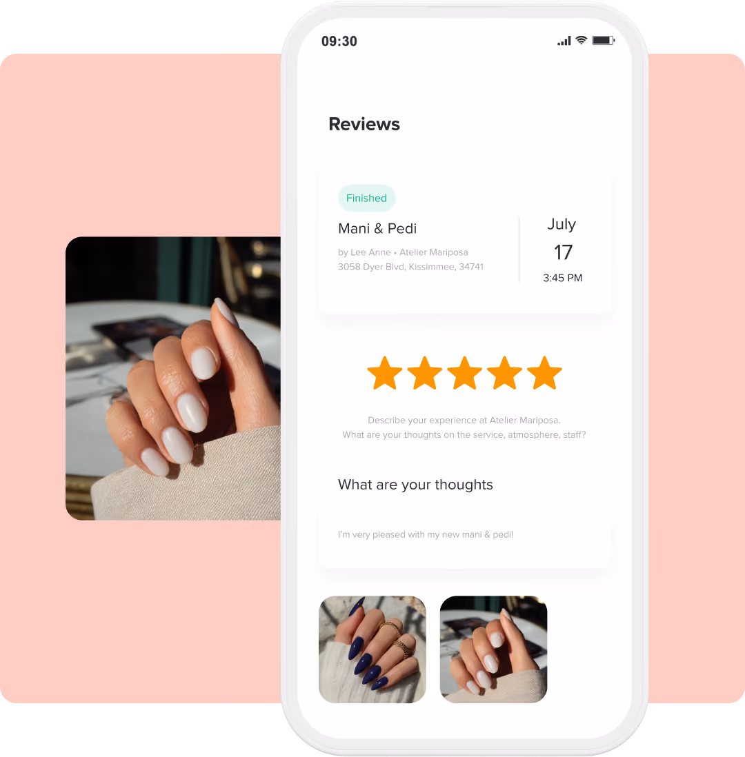 Business reviews in Booksy app