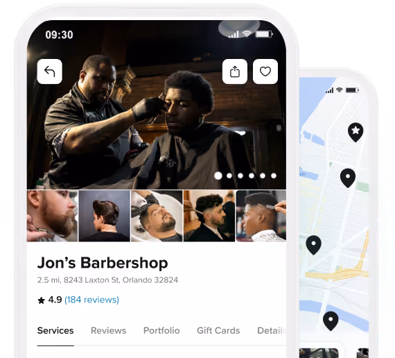 Booksy App showing Shop Profile