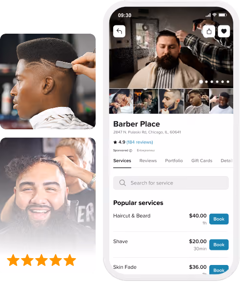 Booksy App showing barber shop pricing