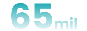 Number 44 followed by abbreviation mil in teal color.