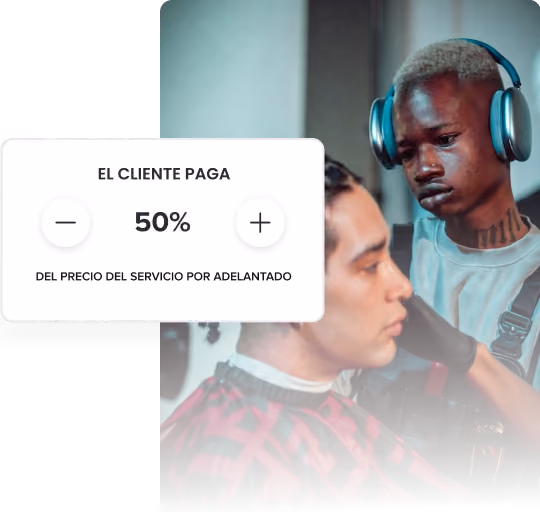 Booksy ofrece protección contra inasistencias, mostrando la política de depósito del 50% y la gestión automatizada de cancelaciones.