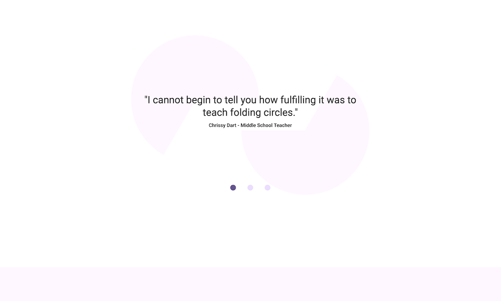 A screenshot of a testimonial block, utilizing a lot of negative space and subtle background elements. It feels serene.