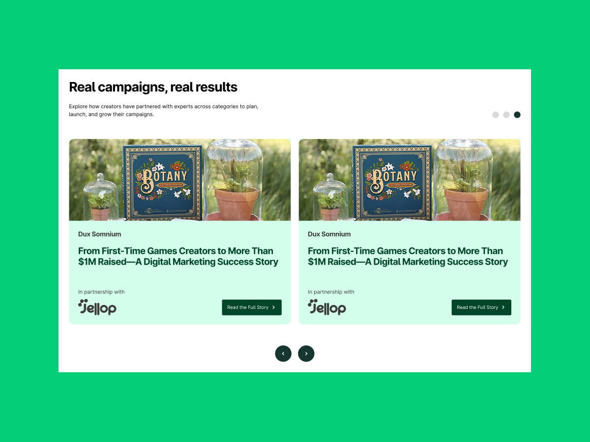 Kickstarter partner program landing page