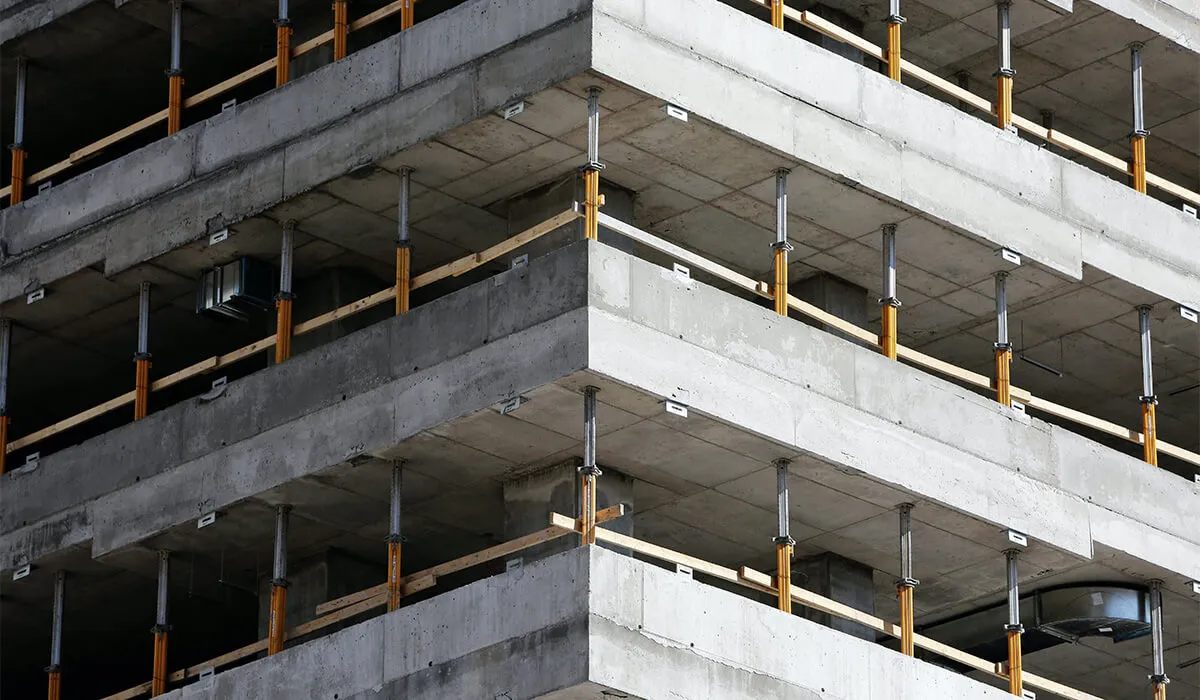 Concrete structure of an incomplete building.