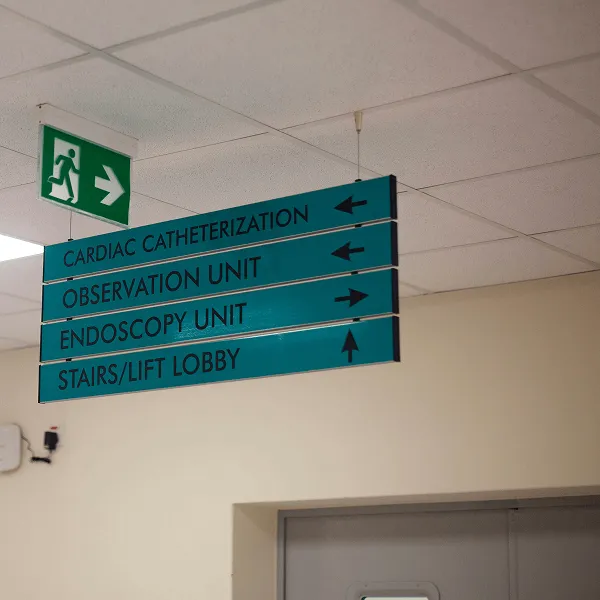 Hospital sign.