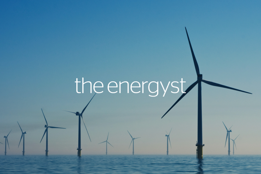 The Energyst logo over an image of an offshore wind farm