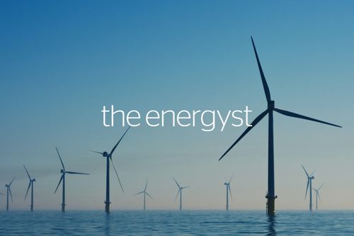 The Energyst logo over an image of an offshore wind farm