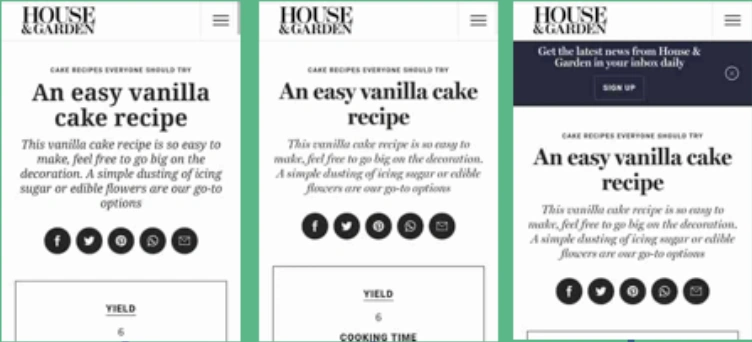 house and garden page content shift