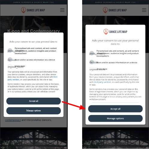 dance life map page content shift