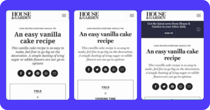 house and garden page content shift