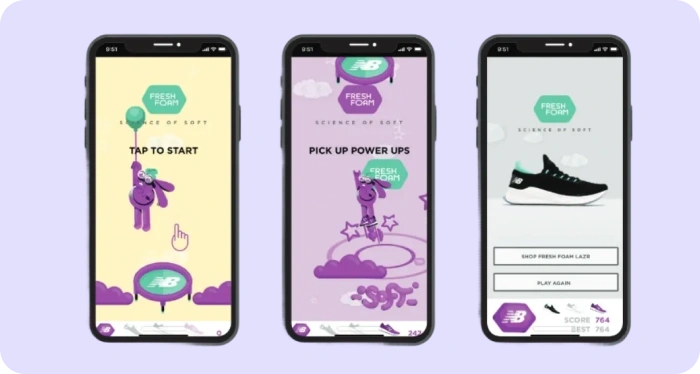 Fresh Foam interactive mobile ad example to increase CTR.