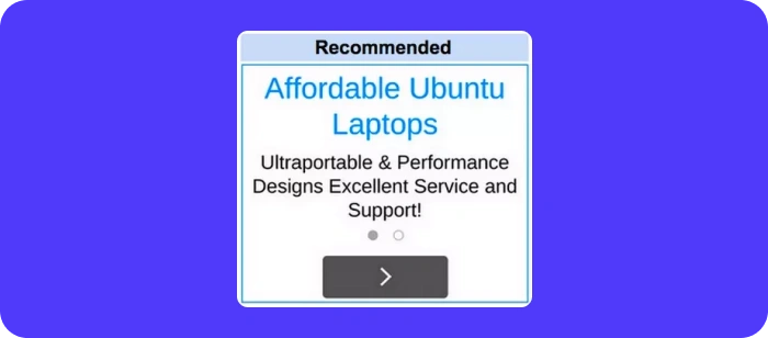 Example of ad placement labeled as recommended showing an advertisement