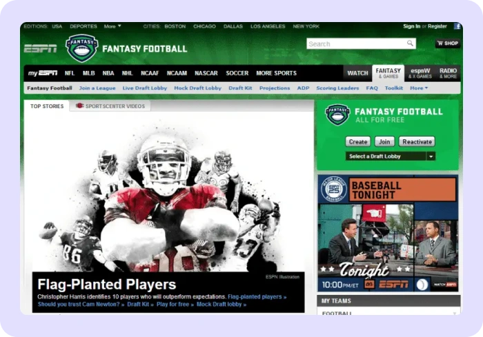 Example of a house ad run by ESPN used to fill unsold ad inventory in Google Ad Manager