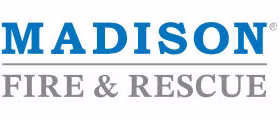 Madison Fire & Rescue logo with Madison in blue and Fire & Rescue in gray text.