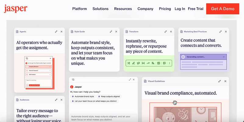 screen recording of jasper ai's platform