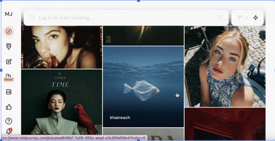 Screenshot of midjourney's landing page showing some of the amazing images this AI tool for content creation can make